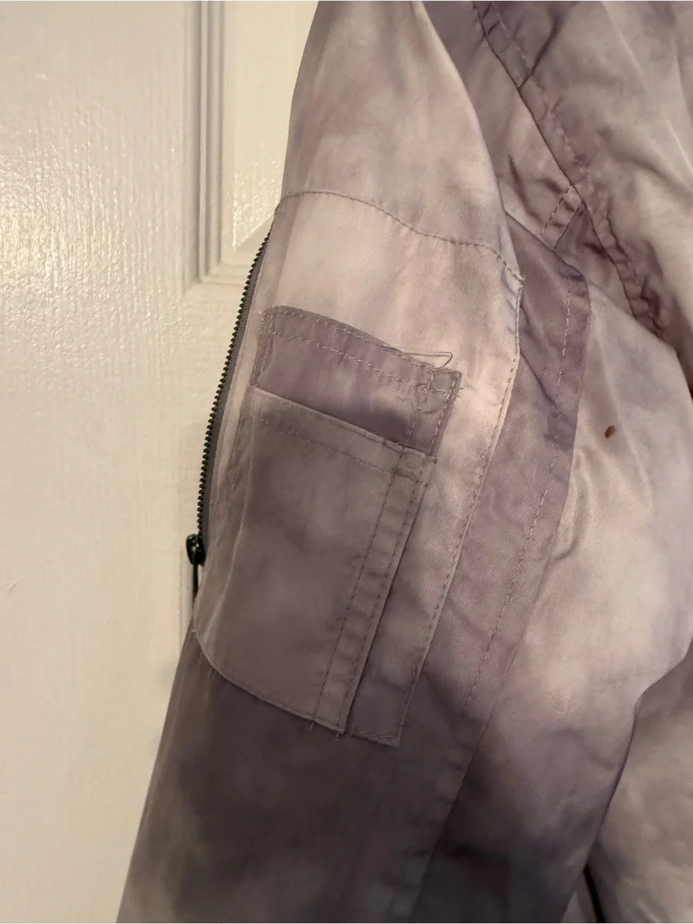 ZARA Light Gray Bomber Jacket with Gray Ribbed Collar